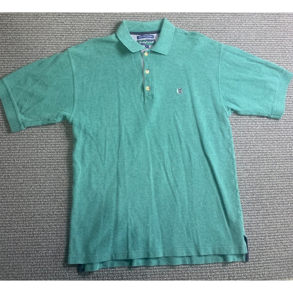 VTG Siegfried Polo Shirt Men’s Green 90’s Y2K Long Heavy Duty Size Large